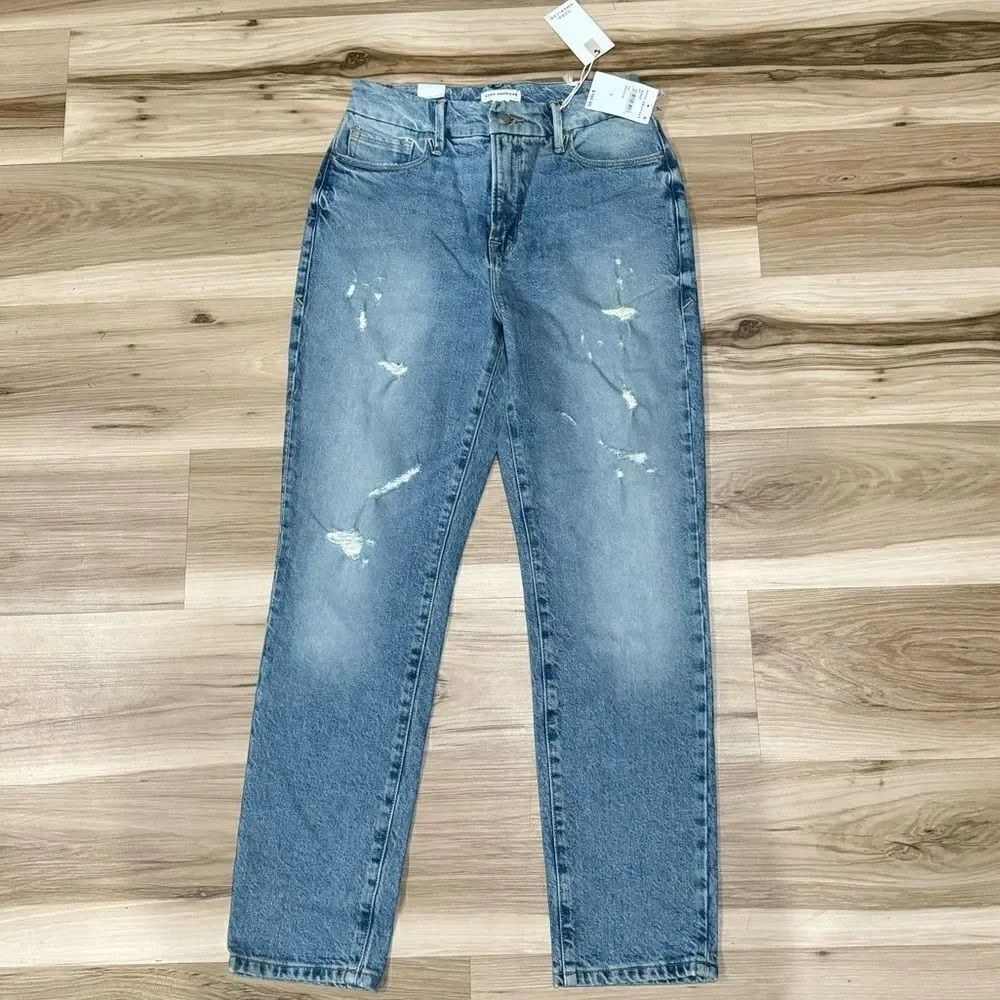 NEW Good American Good Classic Straight Blue Jeans Women’s 0/25